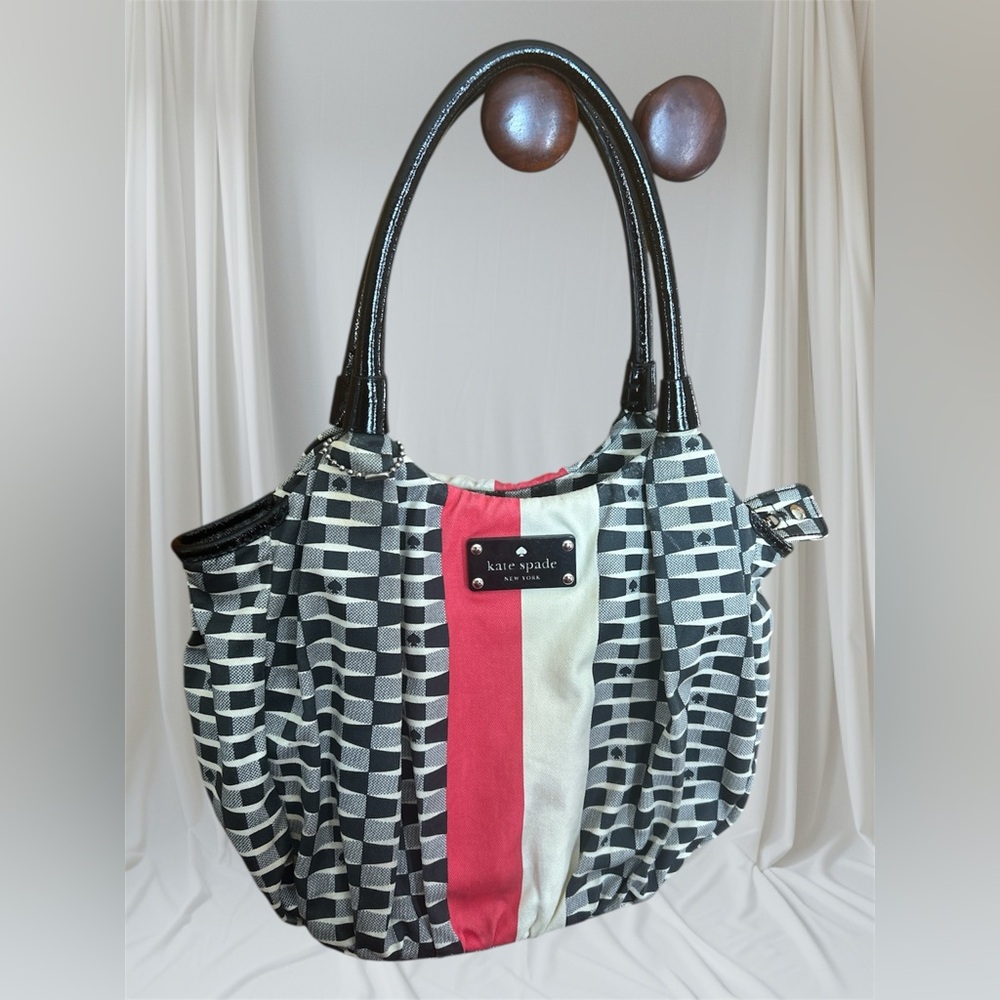 kate spade Black & White Check Shoulder Bag with storybook lining